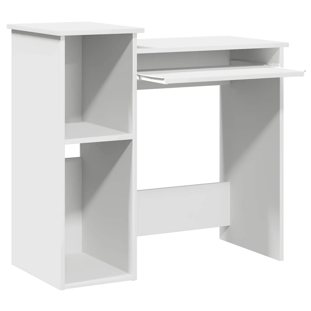 Skrivebord med hyller hvit 84x40x78 cm konstruert tre