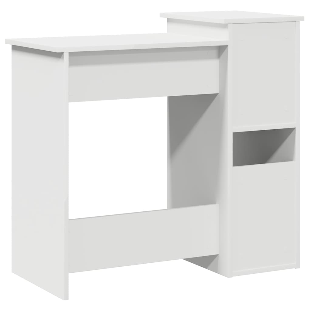 Skrivebord med hyller hvit 84x40x78 cm konstruert tre