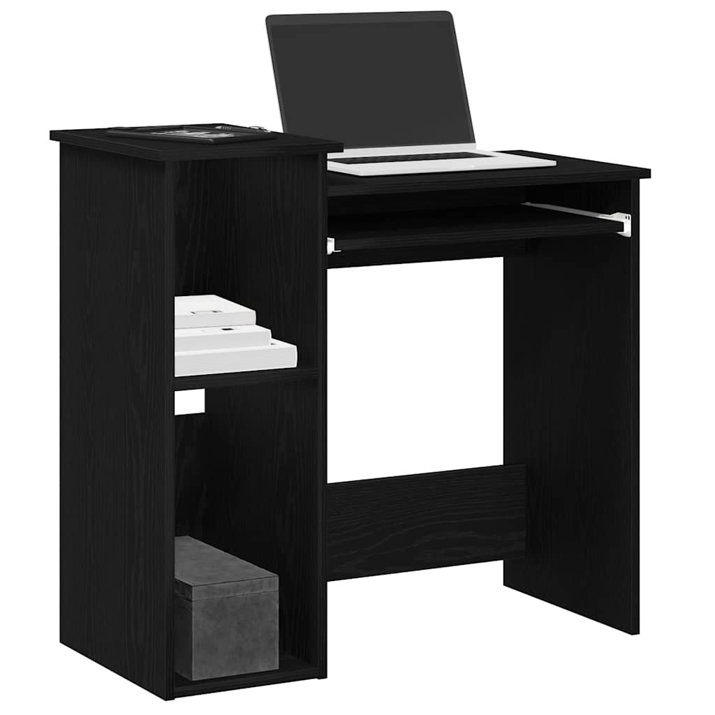 Skrivebord med hyller svart 84x40x78 cm konstruert tre