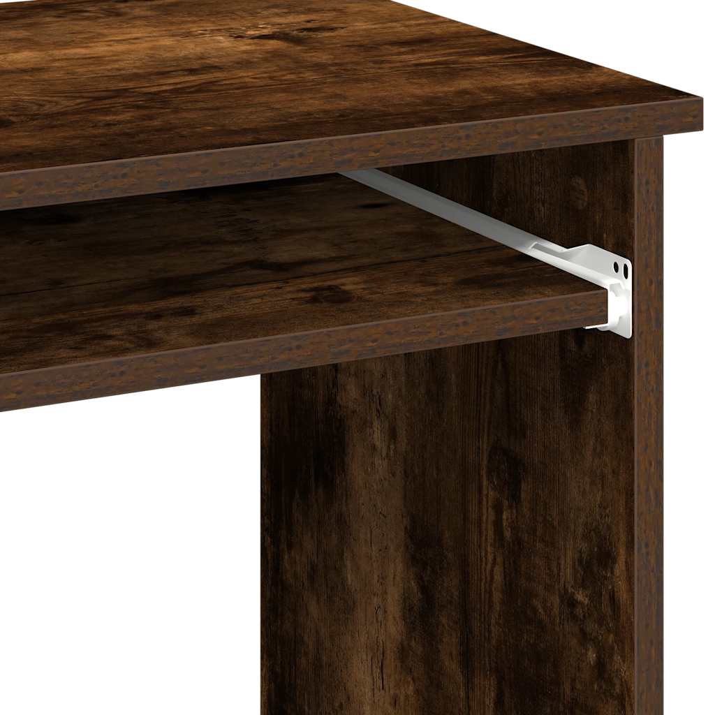 Skrivebord med hyller røkt eik 84x40x78 cm konstruert tre