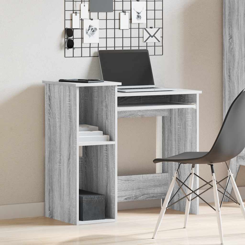 Skrivebord med hyller grå sonoma 84x40x78 cm konstruert tre