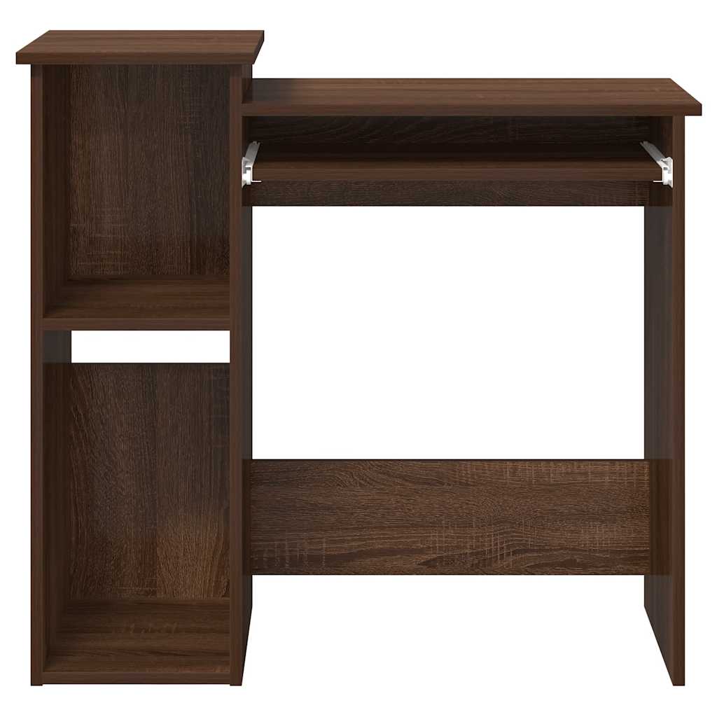 Skrivebord med hyller brun eik 84x40x78 cm konstruert tre