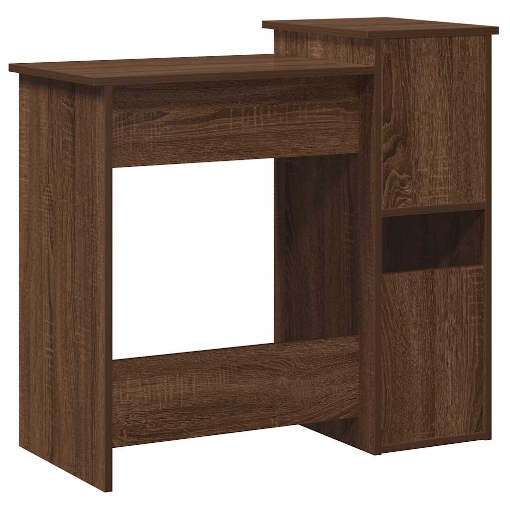Skrivebord med hyller brun eik 84x40x78 cm konstruert tre