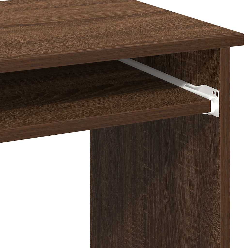 Skrivebord med hyller brun eik 84x40x78 cm konstruert tre