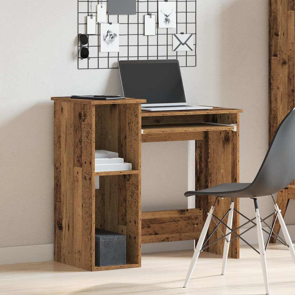 Skrivebord med hyller gammelt tre 84x40x78 cm konstruert tre