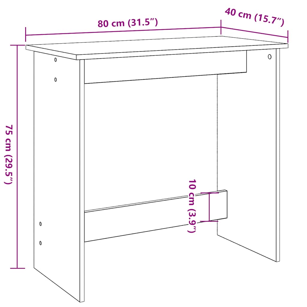 Skrivebord grå sonoma 80x40x75 cm konstruert tre