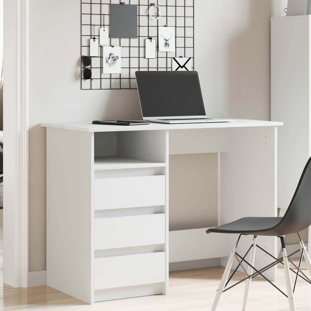Skrivebord hvit 102x50x75 cm konstruert tre vidaXL