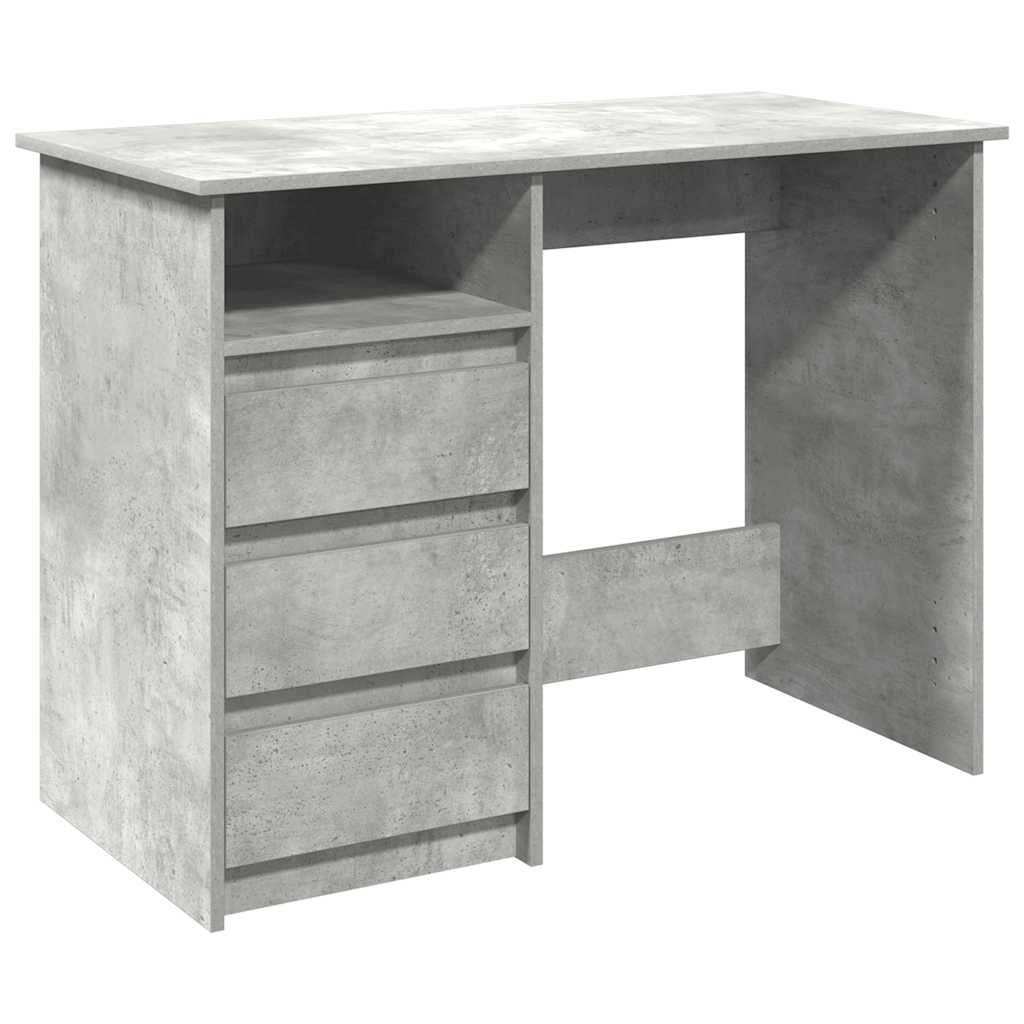 Skrivebord betonggrå 102x50x75 cm konstruert tre