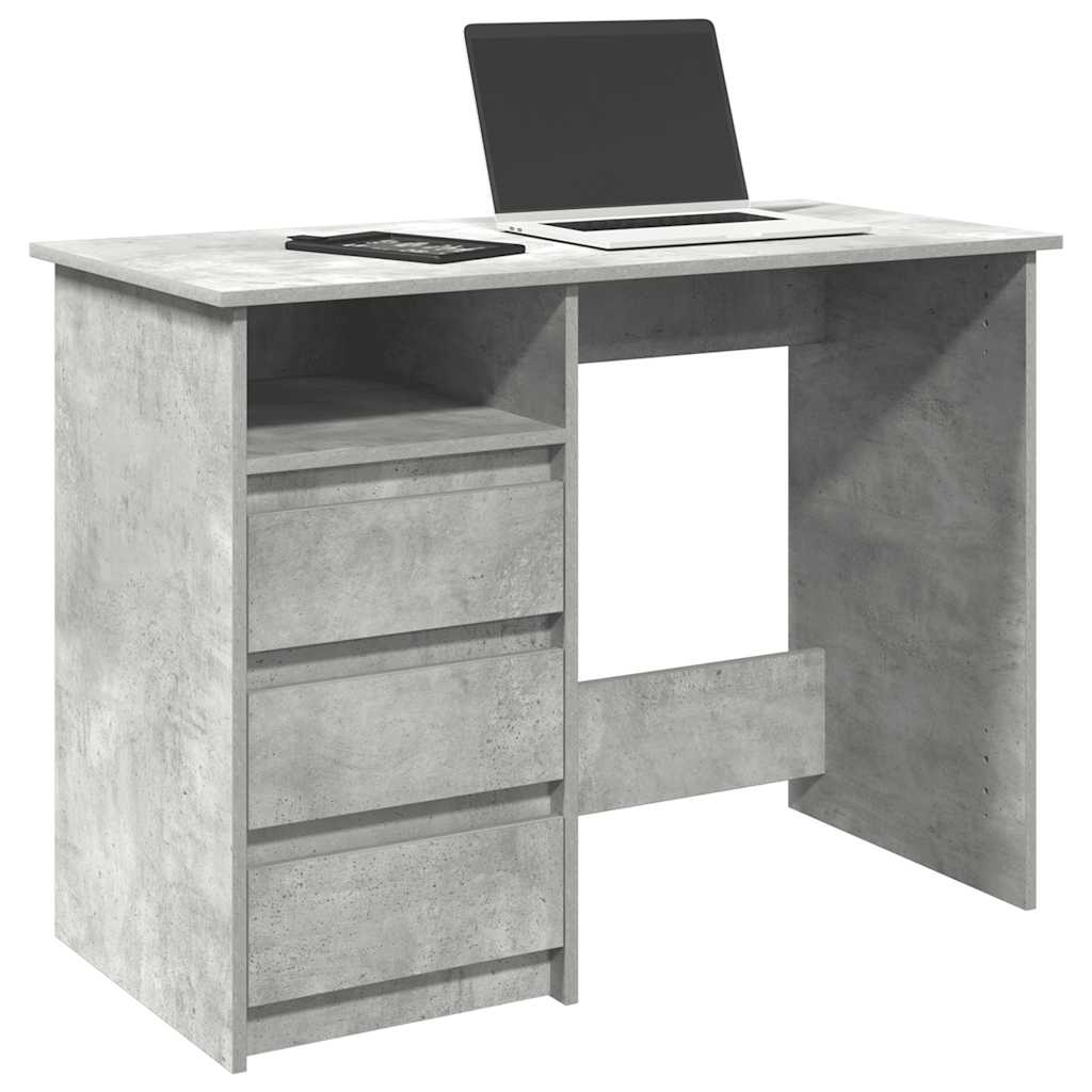 Skrivebord betonggrå 102x50x75 cm konstruert tre