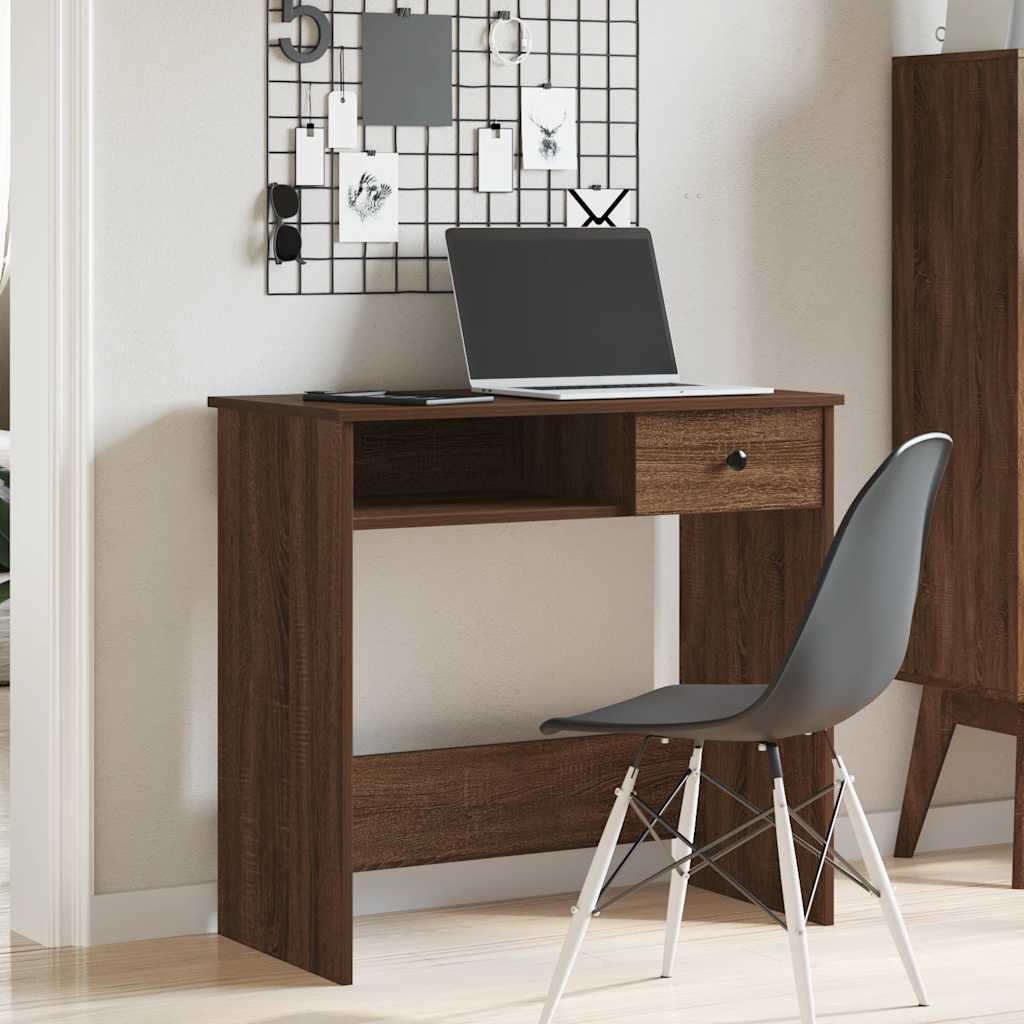 Skrivebord brun eik 80x40x75 cm konstruert tre