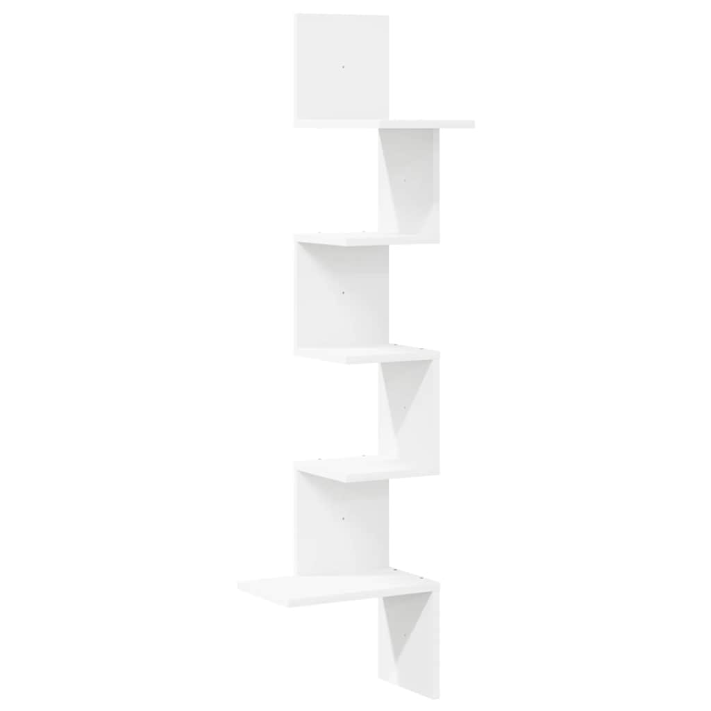 Veggmontert hjørnehylle hvit 32x32x127,5 cm konstruert tre vidaXL