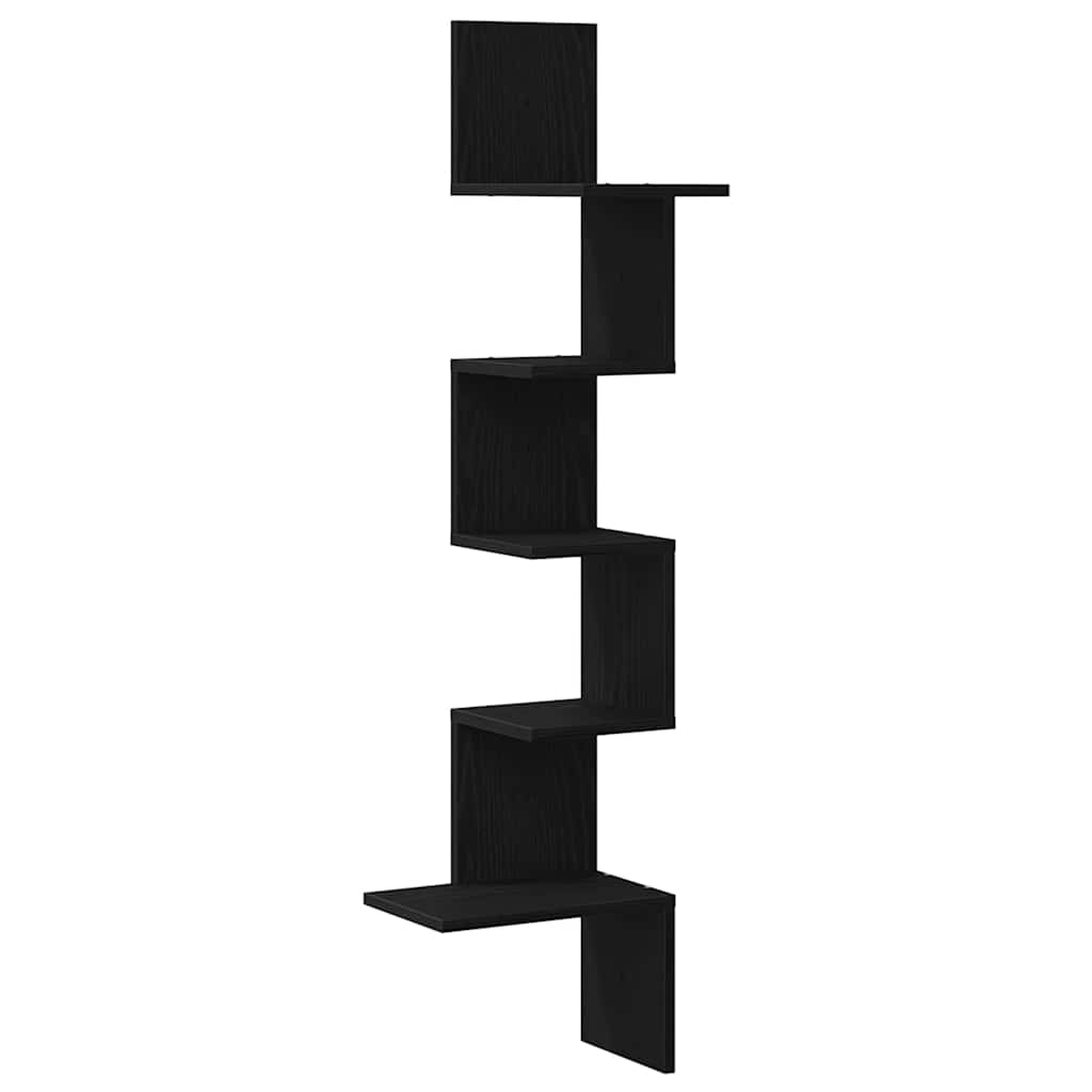 Veggmontert hjørnehylle svart 32x32x127,5 cm konstruert tre vidaXL
