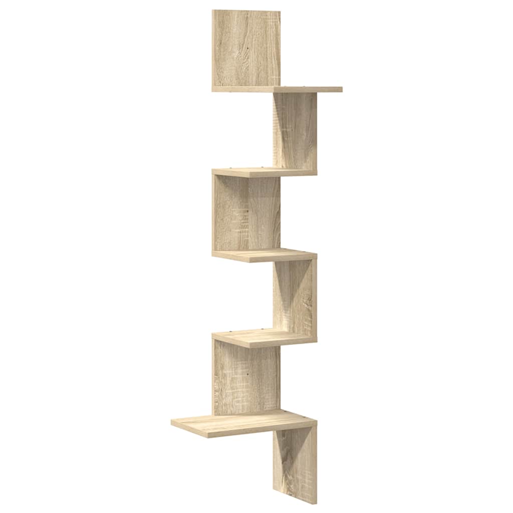 Veggmontert hjørnehylle sonoma eik 32x32x127,5cm konstruert tre vidaXL