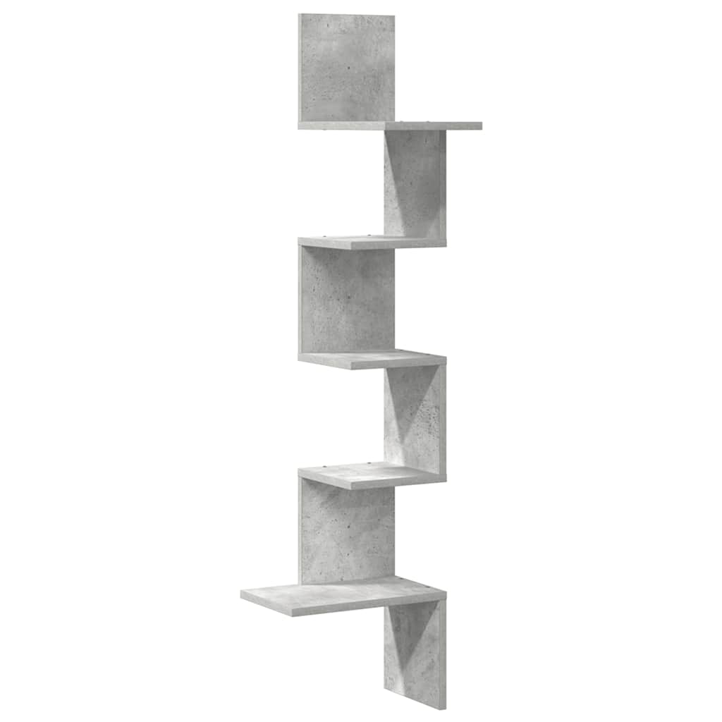 Veggmontert hjørnehylle betonggrå 32x32x127,5 cm konstruert tre vidaXL