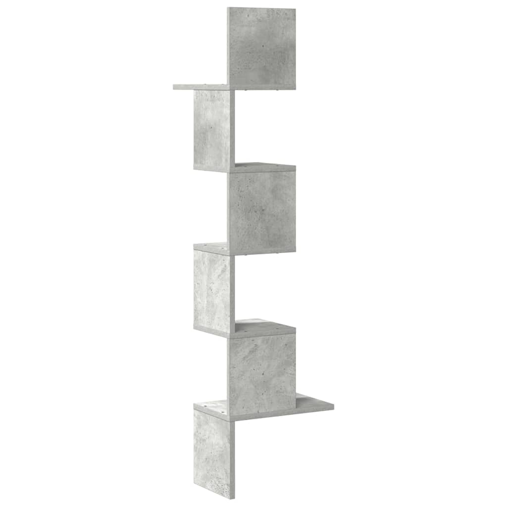 Veggmontert hjørnehylle betonggrå 32x32x127,5 cm konstruert tre vidaXL