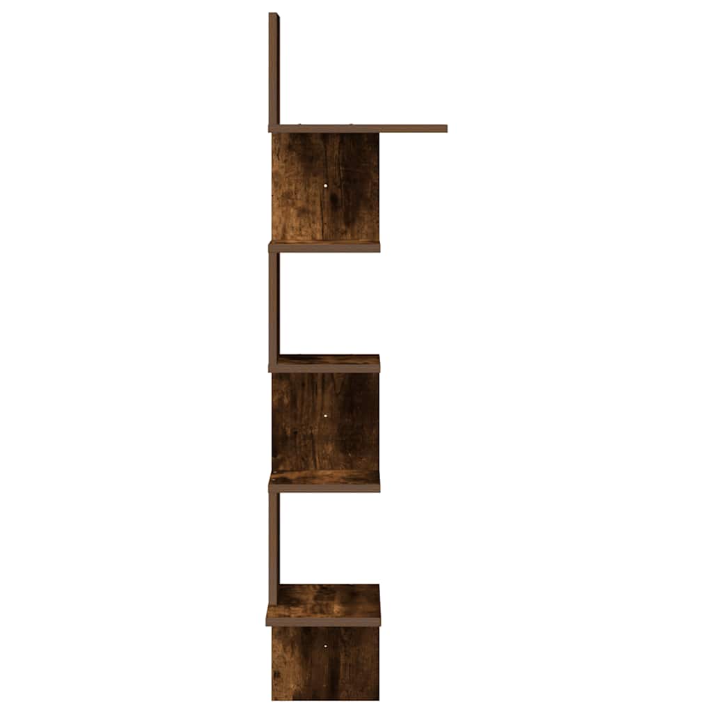 Veggmontert hjørnehylle røkt eik 32x32x127,5 cm konstruert tre vidaXL