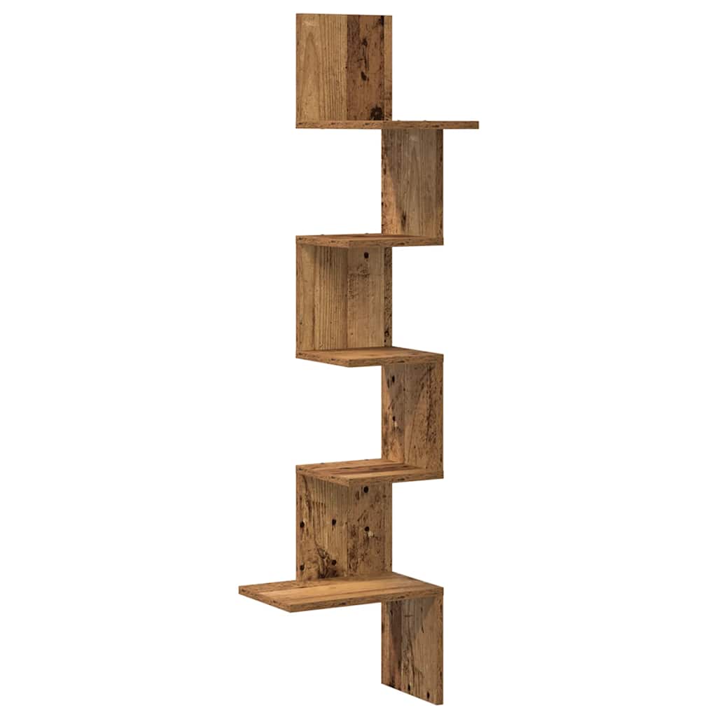 Veggmontert hylle gammelt tre 32x32x127,5 cm konstruert tre vidaXL