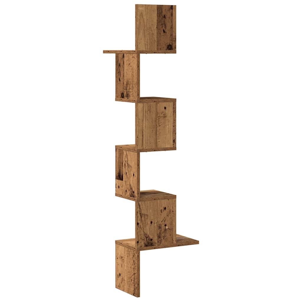 Veggmontert hylle gammelt tre 32x32x127,5 cm konstruert tre vidaXL