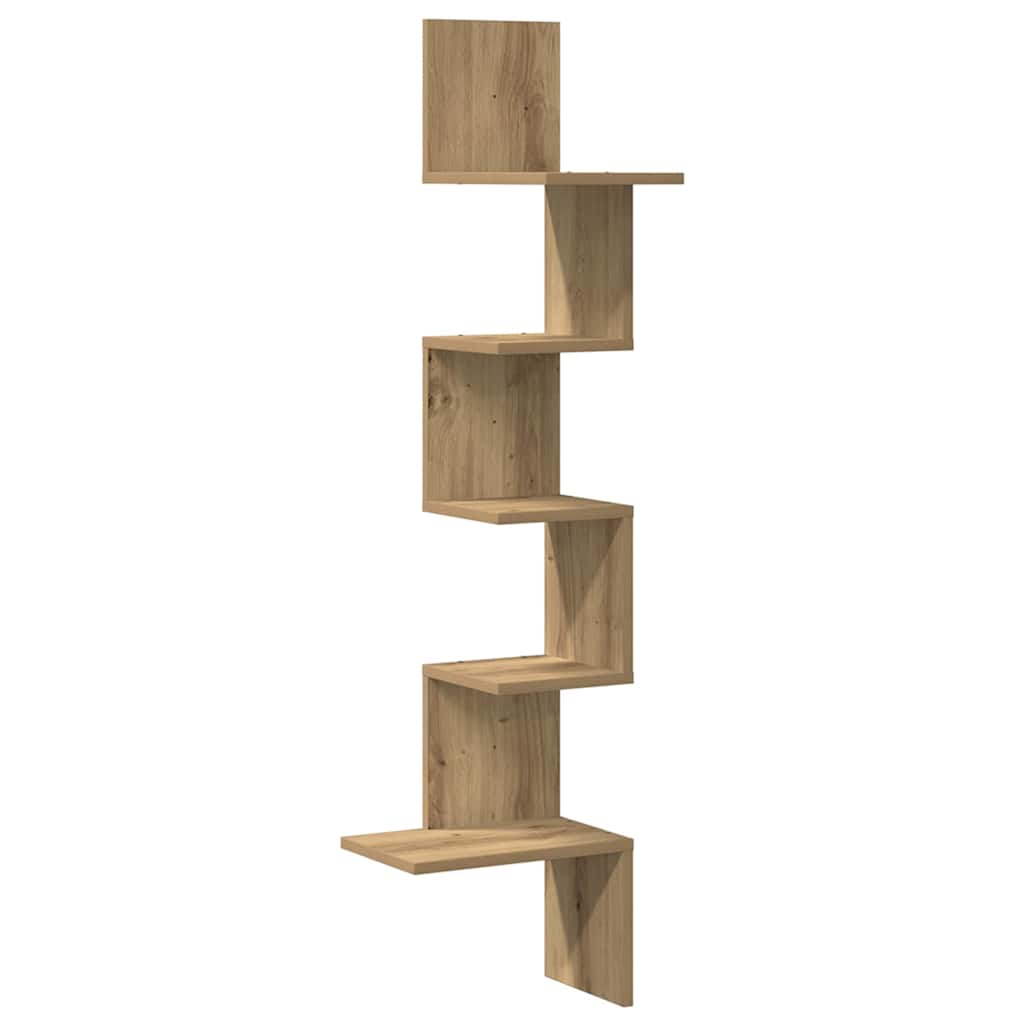 Veggmontert hylle artisan eik 32x32x127,5 cm konstruert tre vidaXL