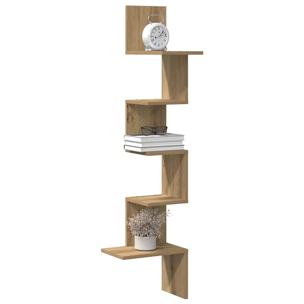 Veggmontert hylle artisan eik 32x32x127,5 cm konstruert tre vidaXL