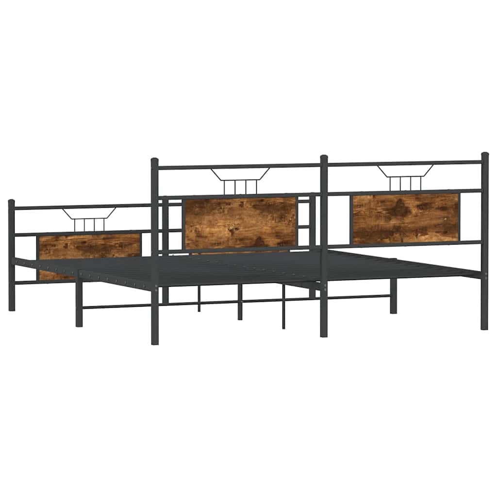 Sengeramme i metall uten madrass røkt eik 183x213 cm