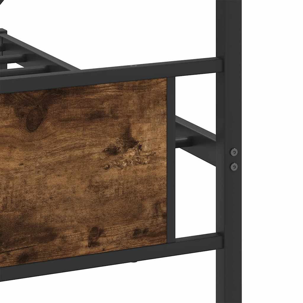 Sengeramme i metall uten madrass røkt eik 193x201 cm