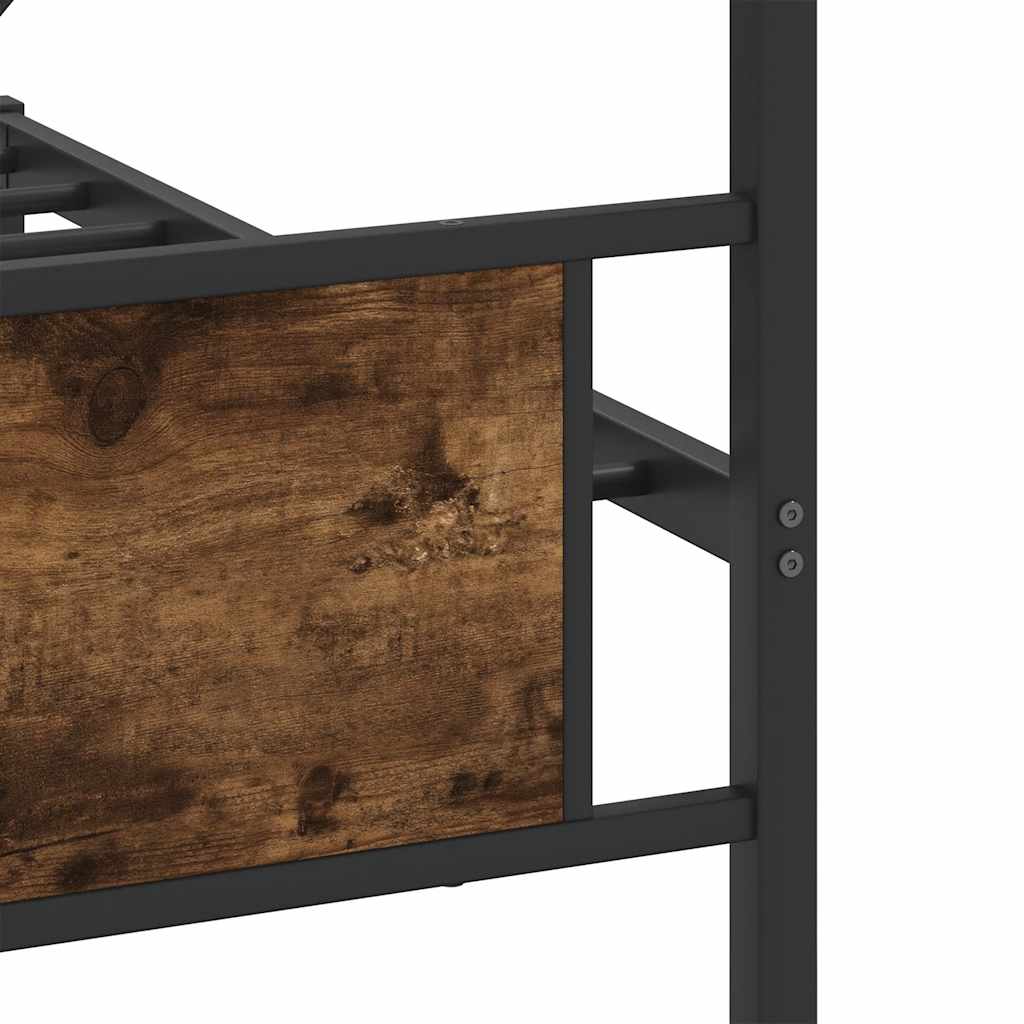Sengeramme i metall uten madrass røkt eik 200x200 cm