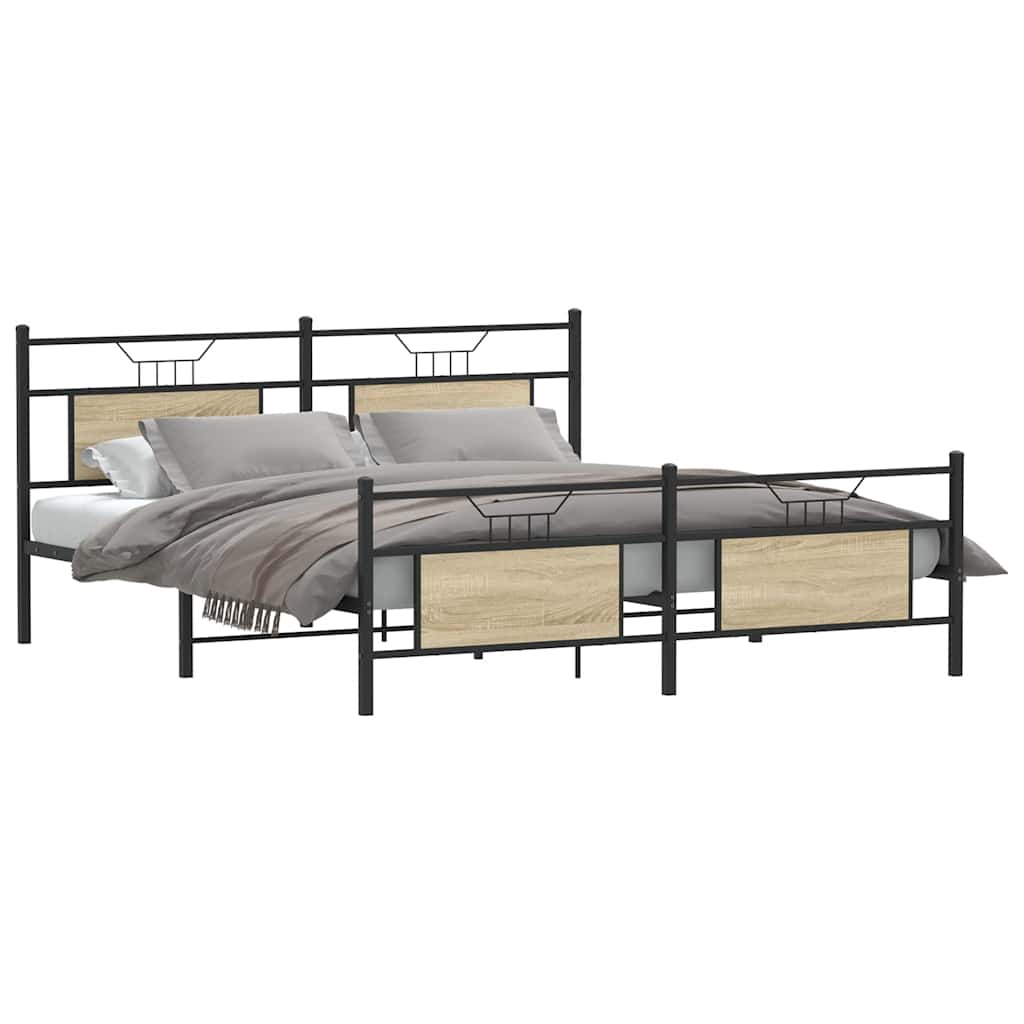 Sengeramme i metall uten madrass sonoma eik 160x200 cm