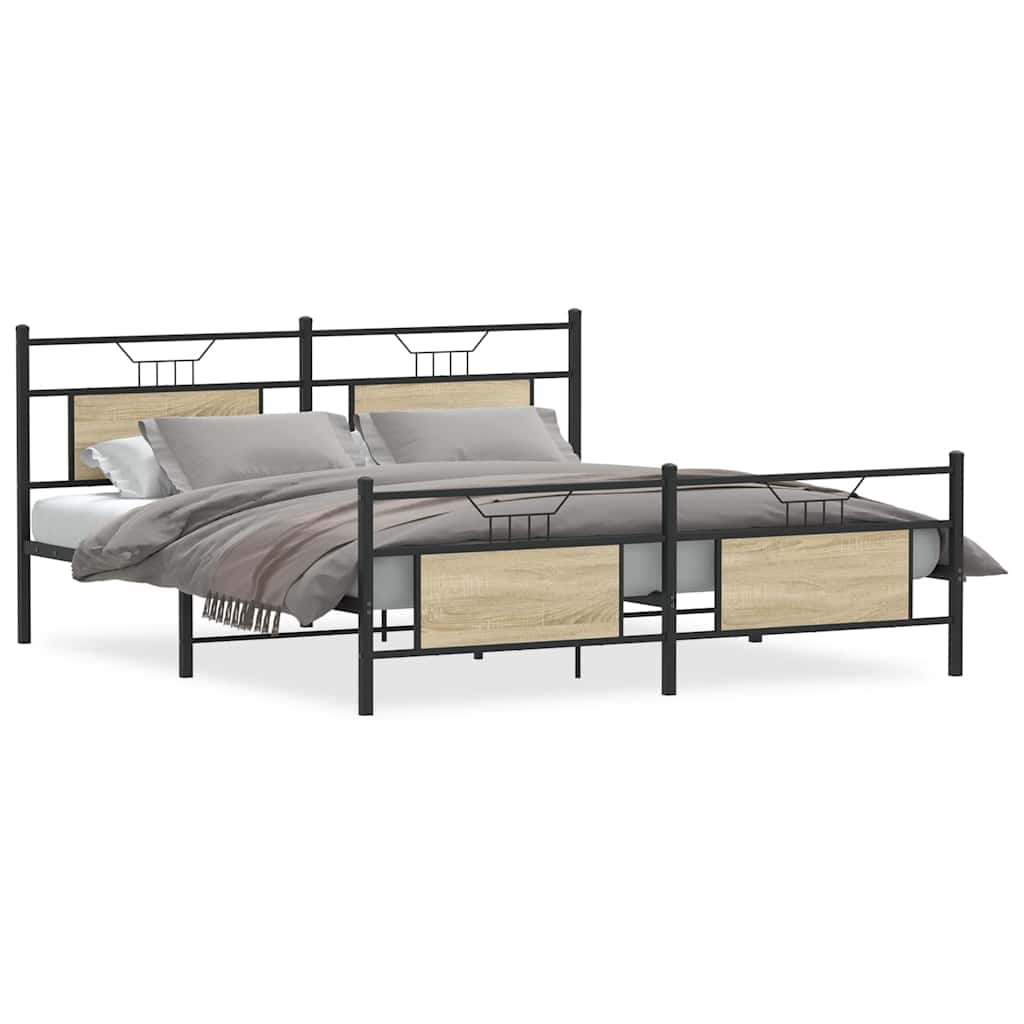 Sengeramme i metall uten madrass sonoma eik 180x200 cm