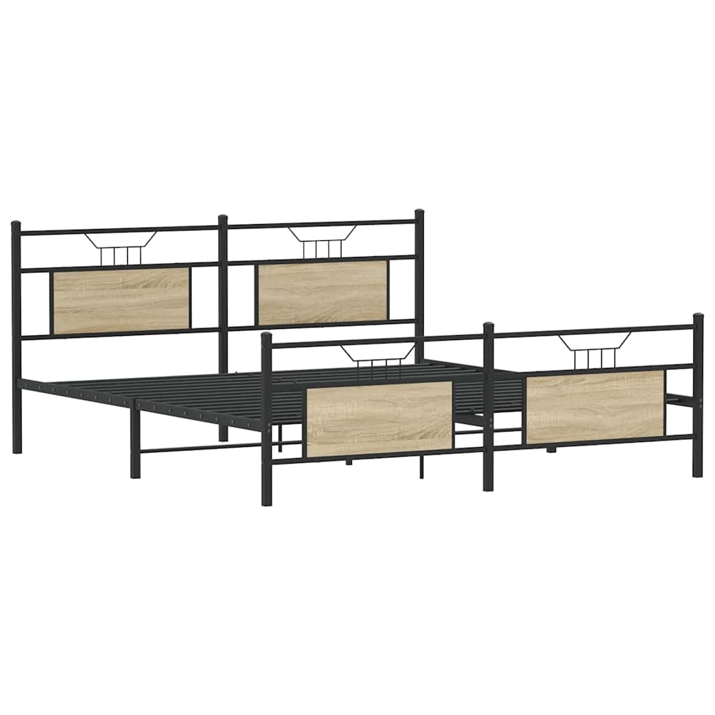 Sengeramme i metall uten madrass sonoma eik 183x213 cm