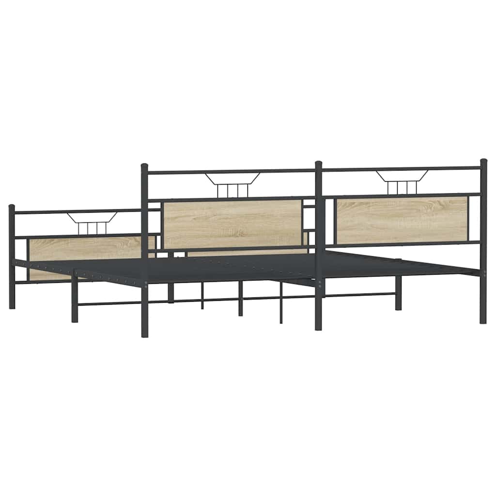 Sengeramme i metall uten madrass sonoma eik 193x201 cm