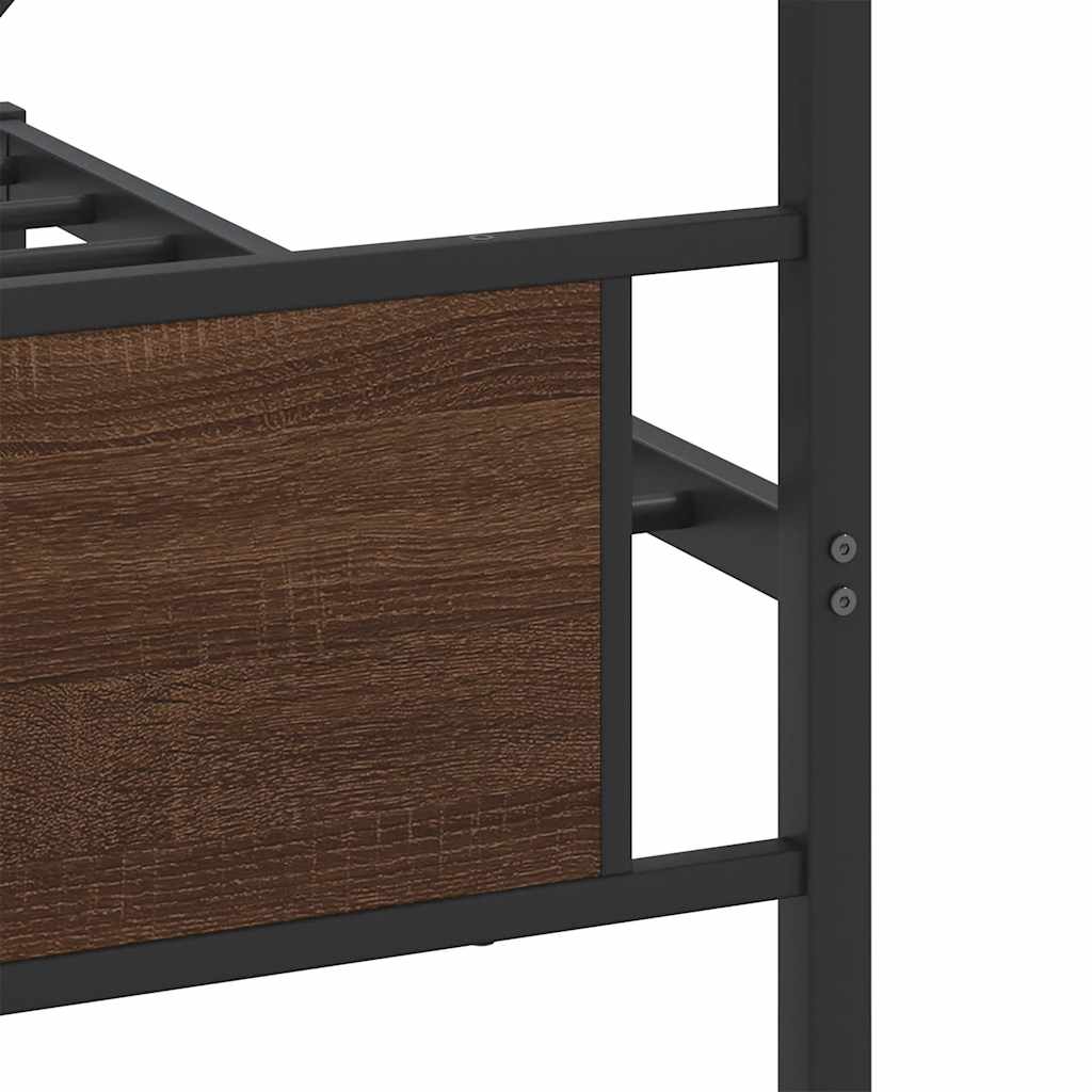 Sengeramme i metall uten madrass brun eik 193x201 cm