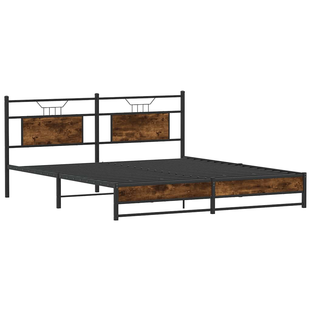 Sengeramme i metall uten madrass røkt eik 180x200 cm