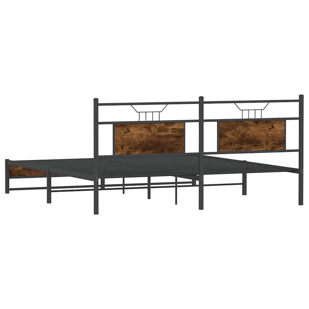 Sengeramme i metall uten madrass røkt eik 183x213 cm