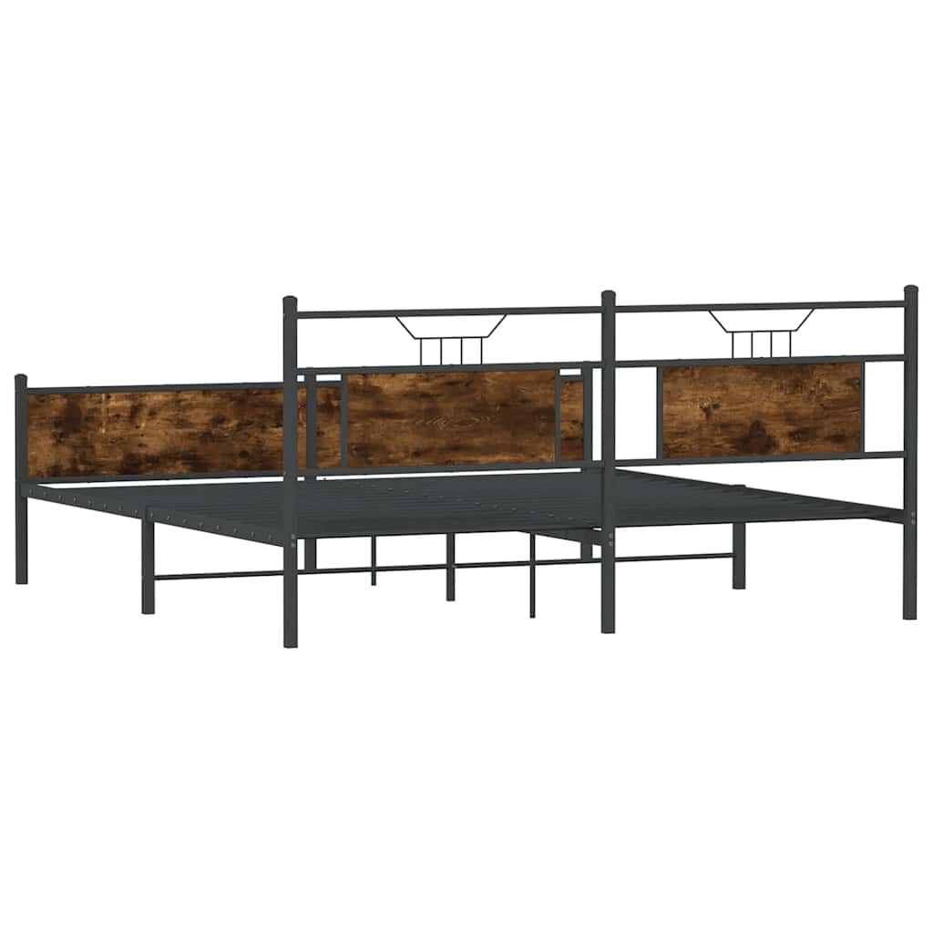 Sengeramme i metall uten madrass røkt eik 160x200 cm
