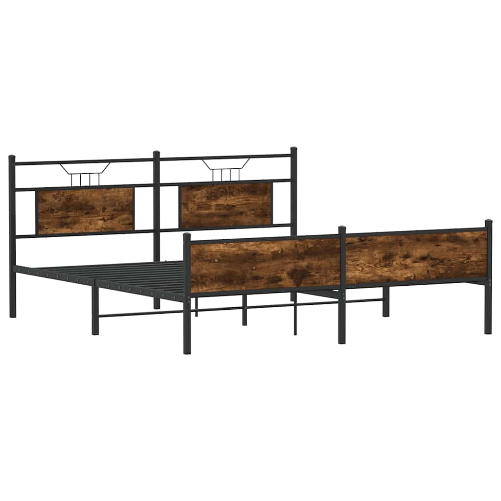 Sengeramme i metall uten madrass røkt eik 180x200 cm