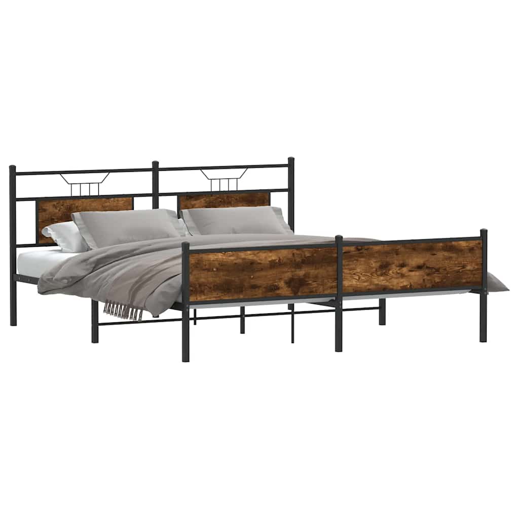 Sengeramme i metall uten madrass røkt eik 180x200 cm