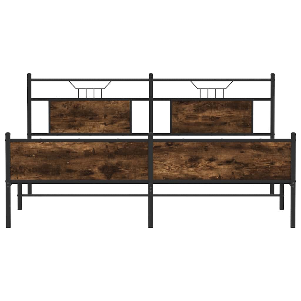 Sengeramme i metall uten madrass røkt eik 183x213 cm