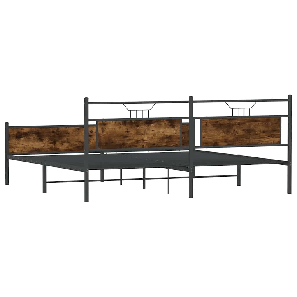 Sengeramme i metall uten madrass røkt eik 200x200 cm