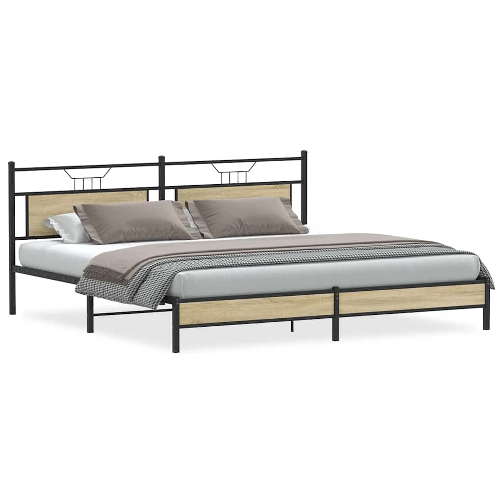 Sengeramme i metall uten madrass sonoma eik 193x201 cm
