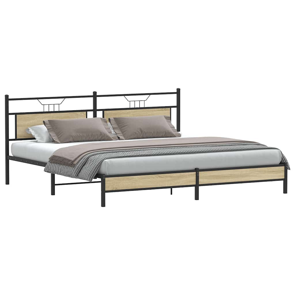 Sengeramme i metall uten madrass sonoma eik 193x201 cm