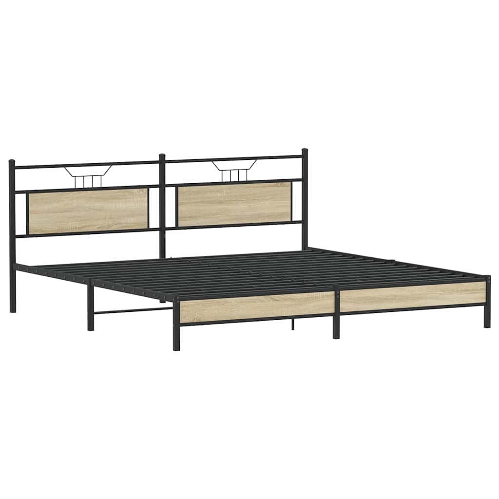 Sengeramme i metall uten madrass sonoma eik 193x201 cm