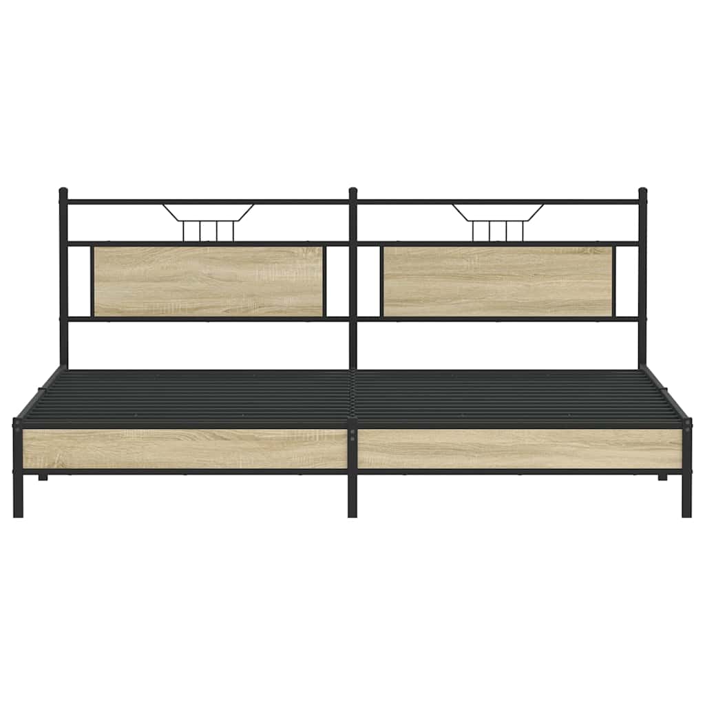 Sengeramme i metall uten madrass sonoma eik 193x201 cm