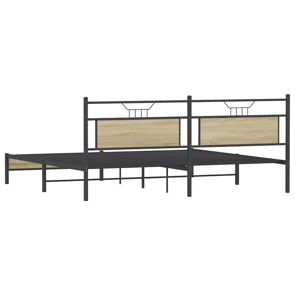 Sengeramme i metall uten madrass sonoma eik 193x201 cm