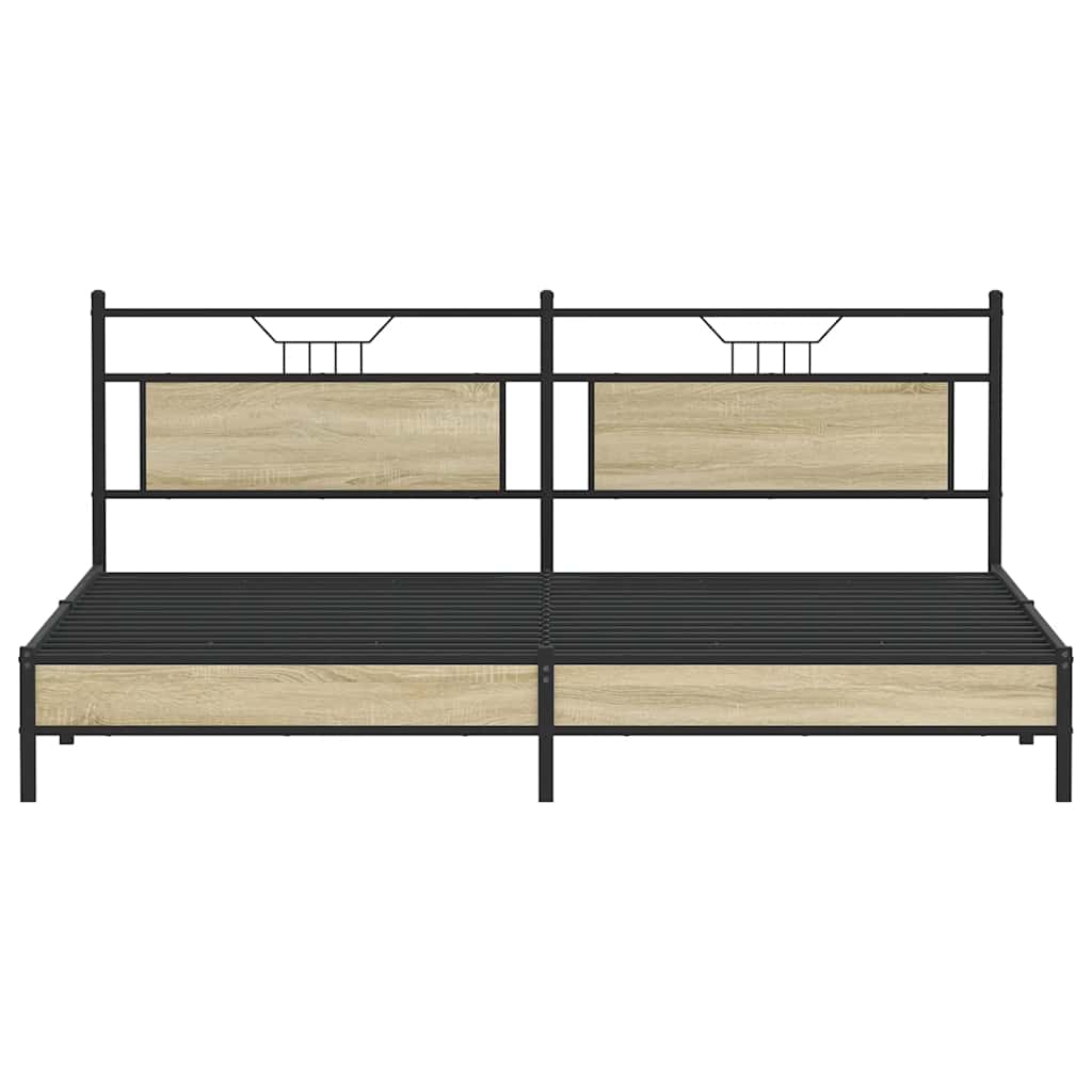 Sengeramme i metall uten madrass sonoma eik 200x200 cm
