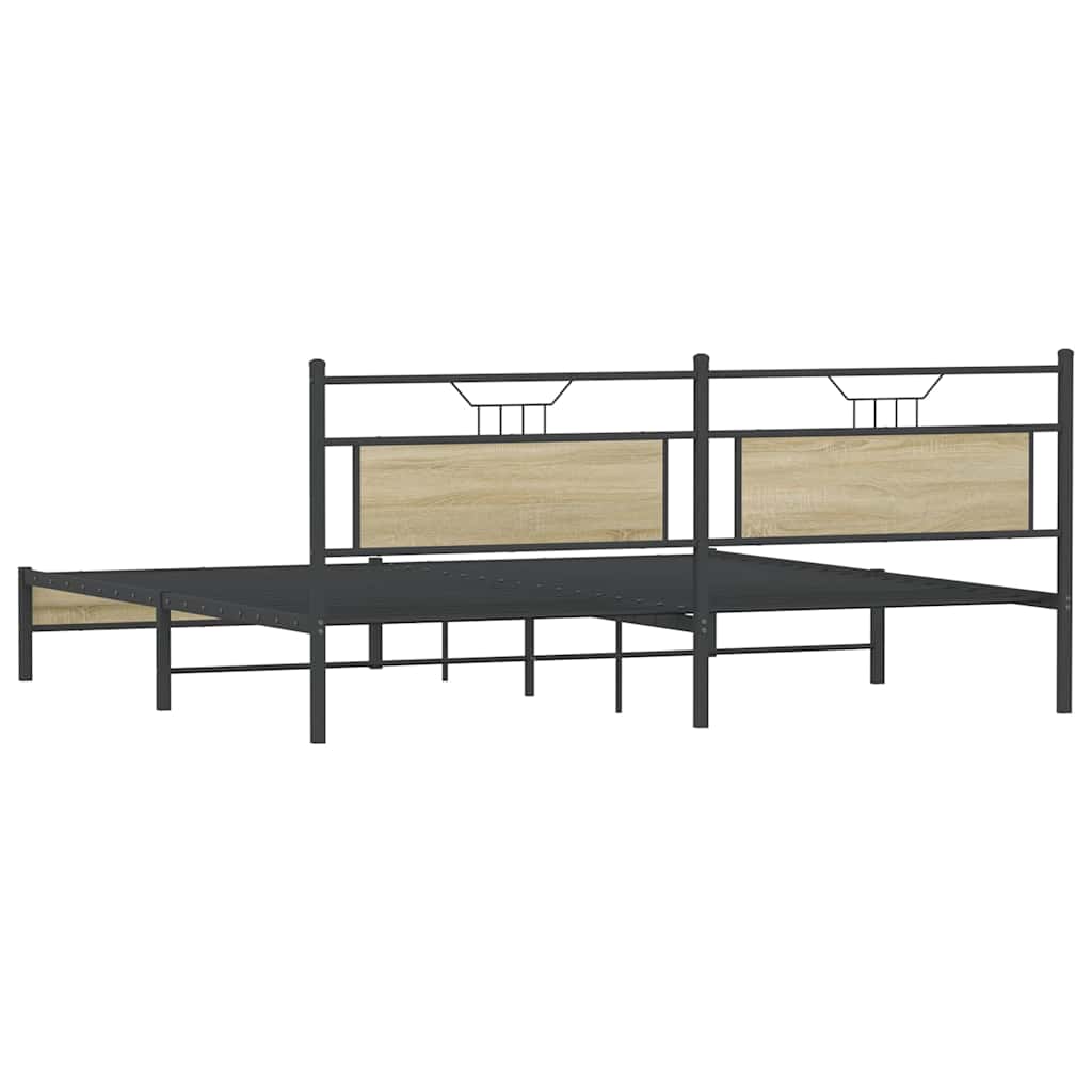 Sengeramme i metall uten madrass sonoma eik 200x200 cm