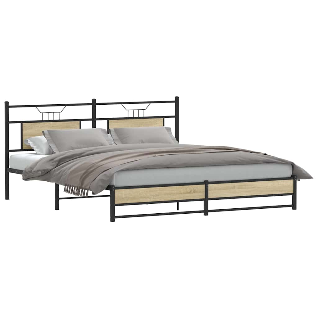 Sengeramme i metall uten madrass sonoma eik 183x213 cm
