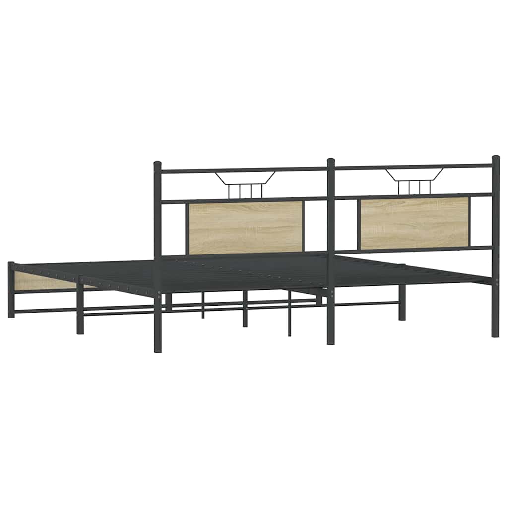Sengeramme i metall uten madrass sonoma eik 183x213 cm