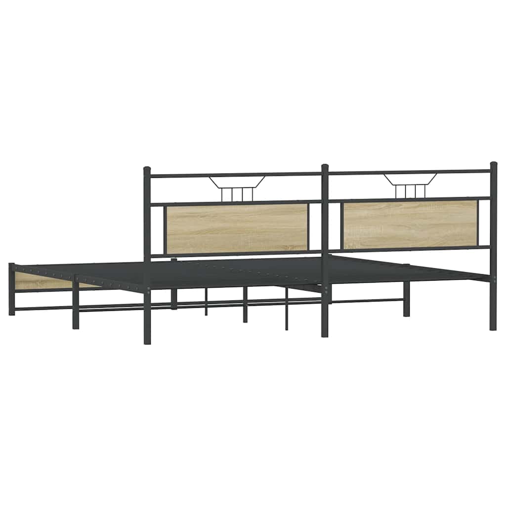 Sengeramme i metall uten madrass sonoma eik 193x201 cm