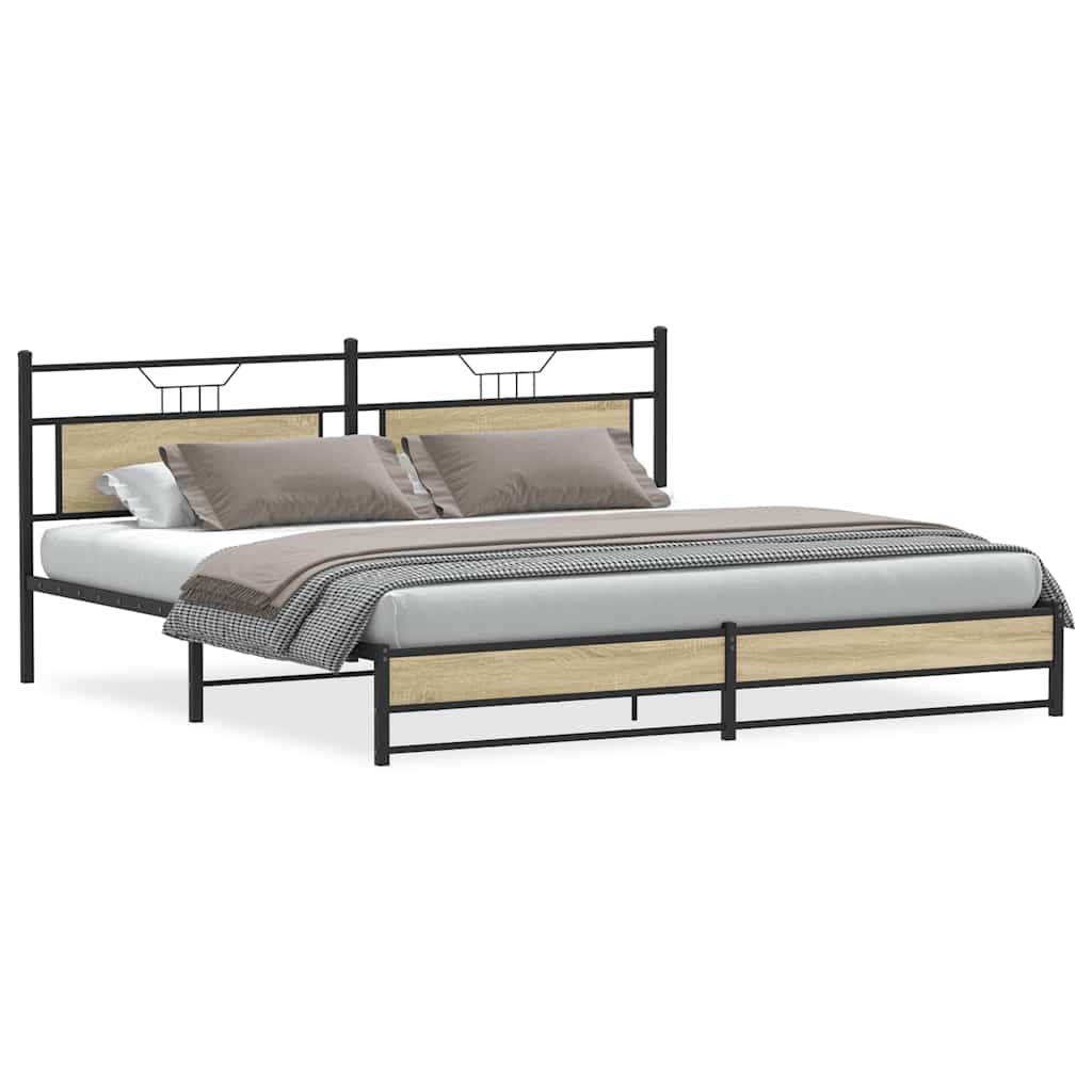 Sengeramme i metall uten madrass sonoma eik 200x200 cm